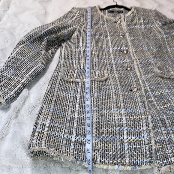 Karl Lagerfeld Paris Tweed long button blazer excellent like new condition 12